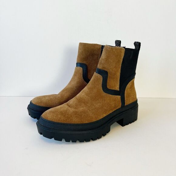 Lucky Brand Eabile Bootie Leather Lug Sole Boots Cognac & Black Women’s Size 8.5 - Picture 10 of 11